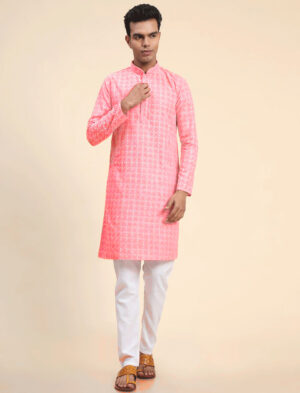 Pink chikankari kurta pajama