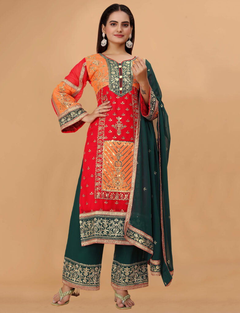 Traditional Embroidered Pakistani Plazo Suit IndiFeels Australia