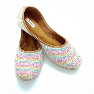 Rajasthani Mojari With Pearls-Multi Colour