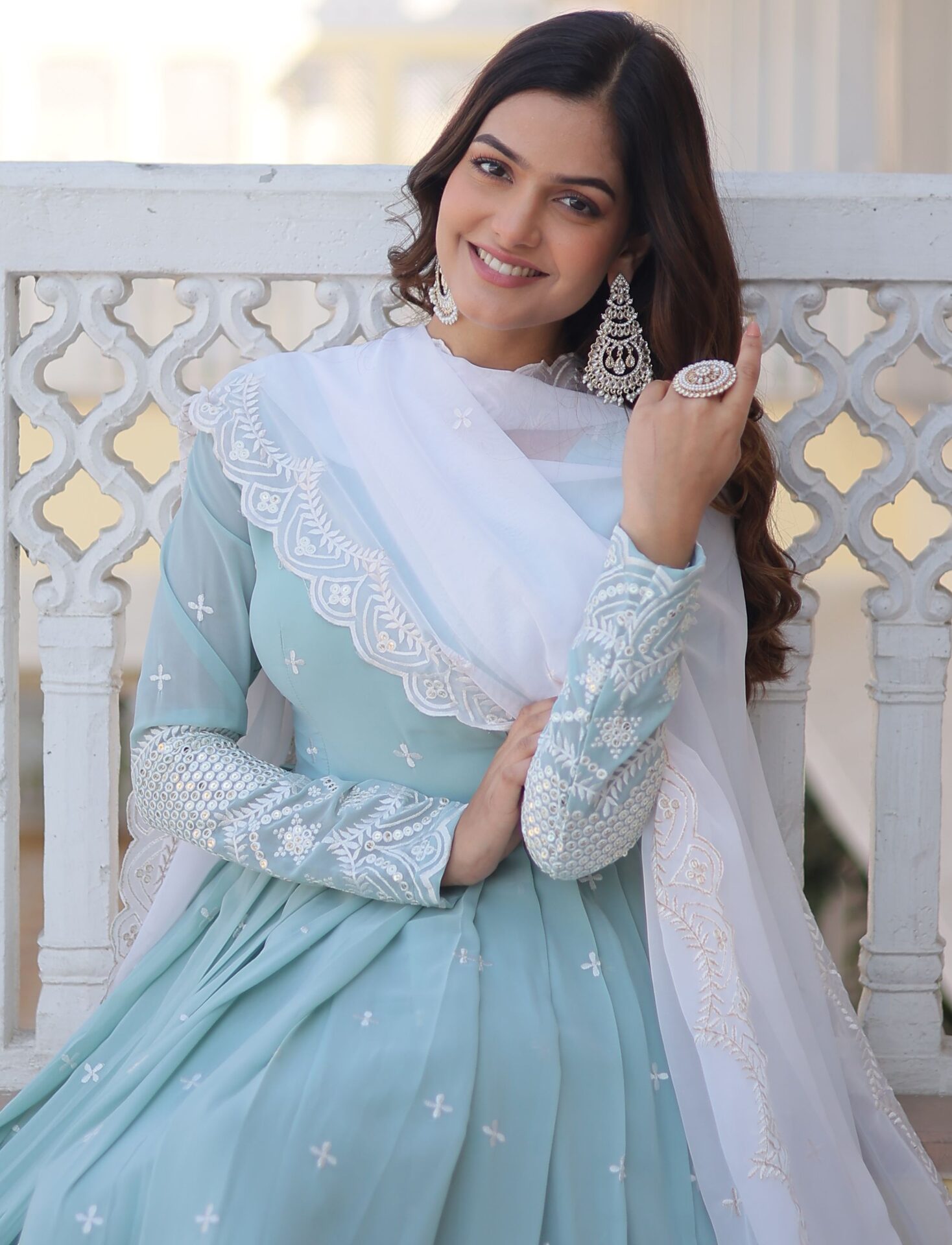 Sky Blue Anarkali Kurti - Image 6