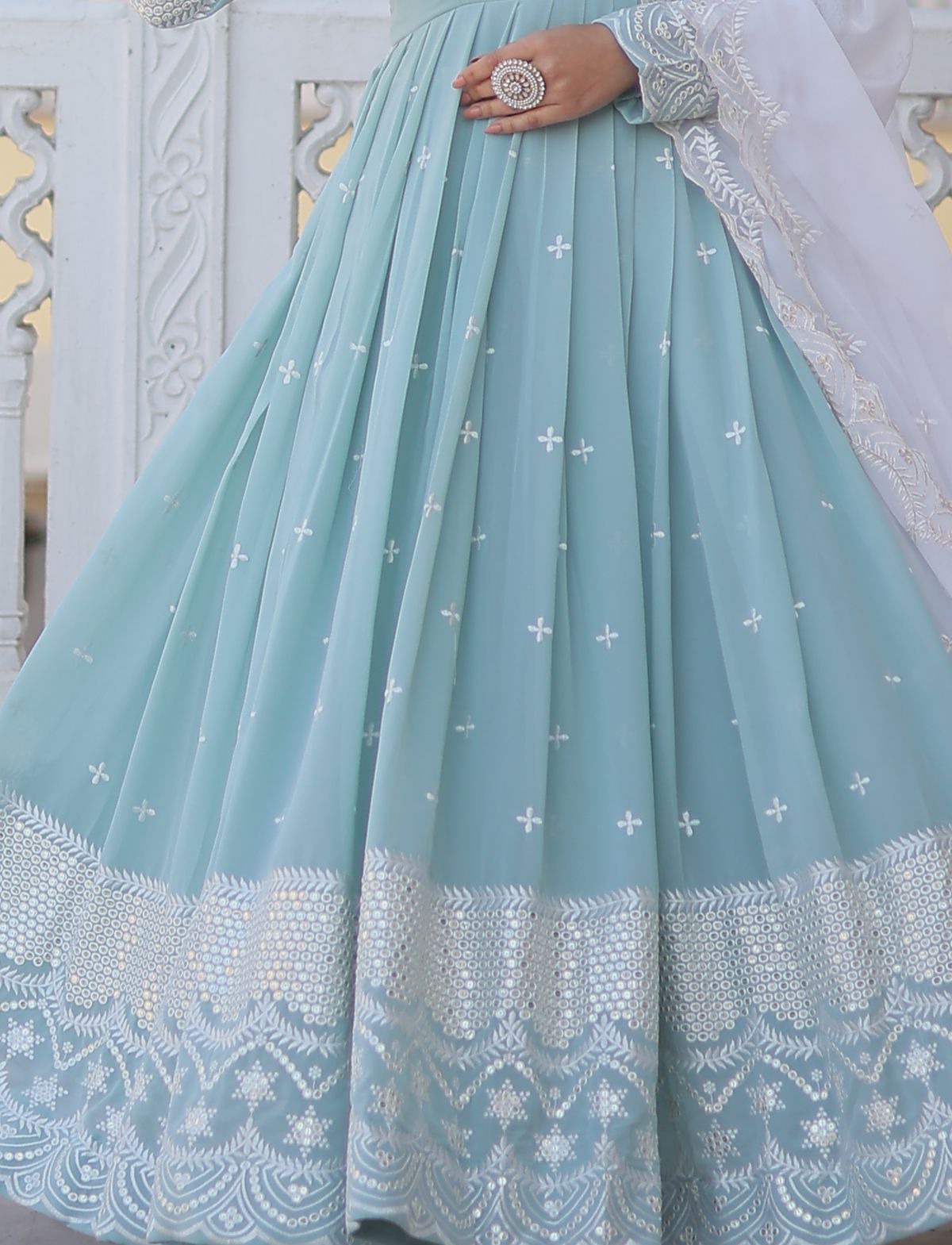 Sky Blue Anarkali Kurti - Image 7