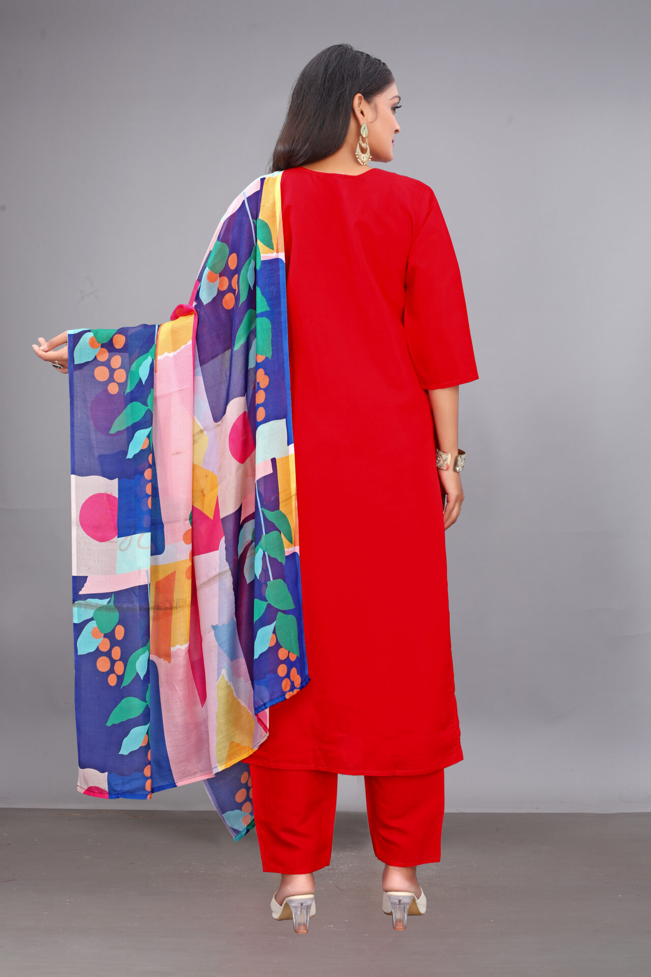 Rayon Red Suit Women - Image 2