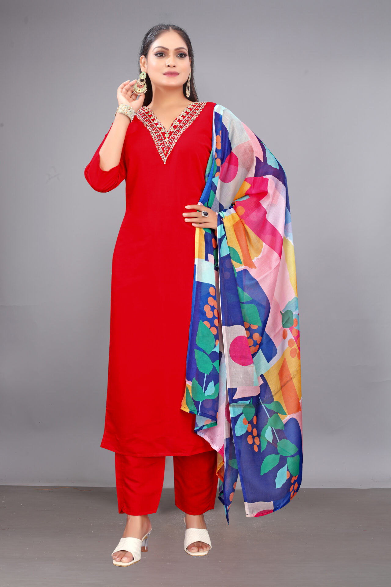 Rayon Red Suit Women - Image 3