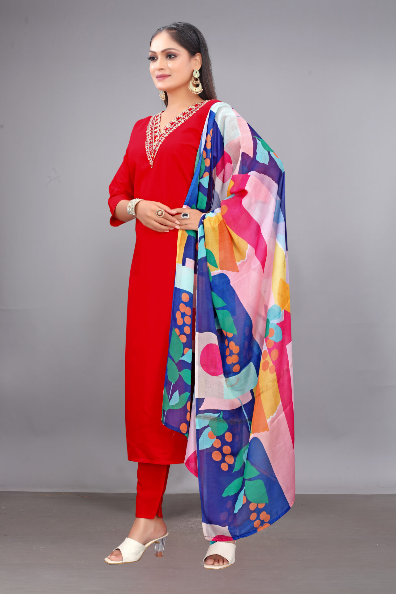 Rayon Red Suit Women - Image 4