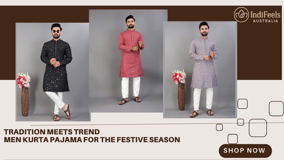 Men Kurta Pajama in classic design, perfect for traditional and festive occasions.