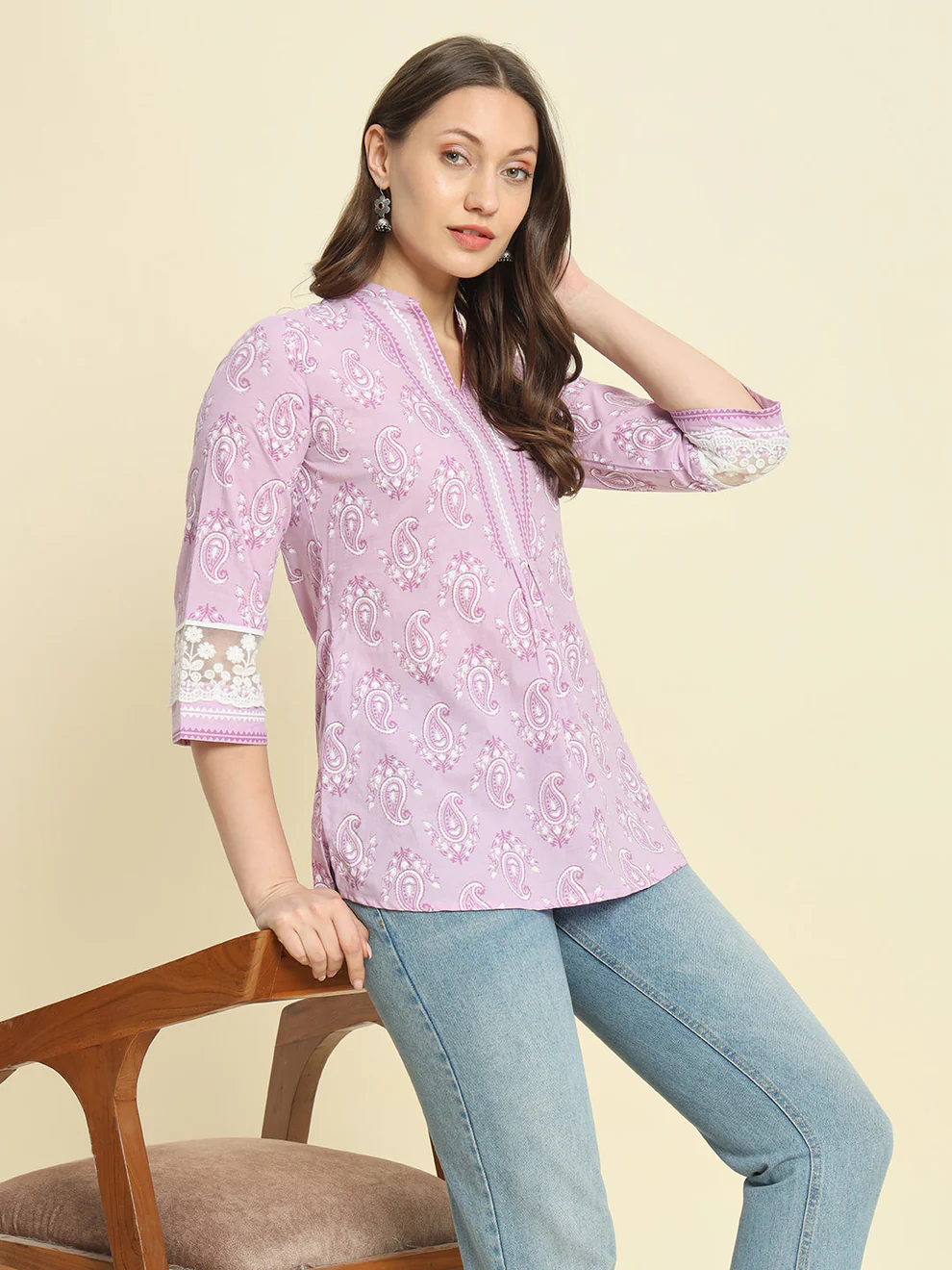Lilac Short Cotton Top Women - Image 2