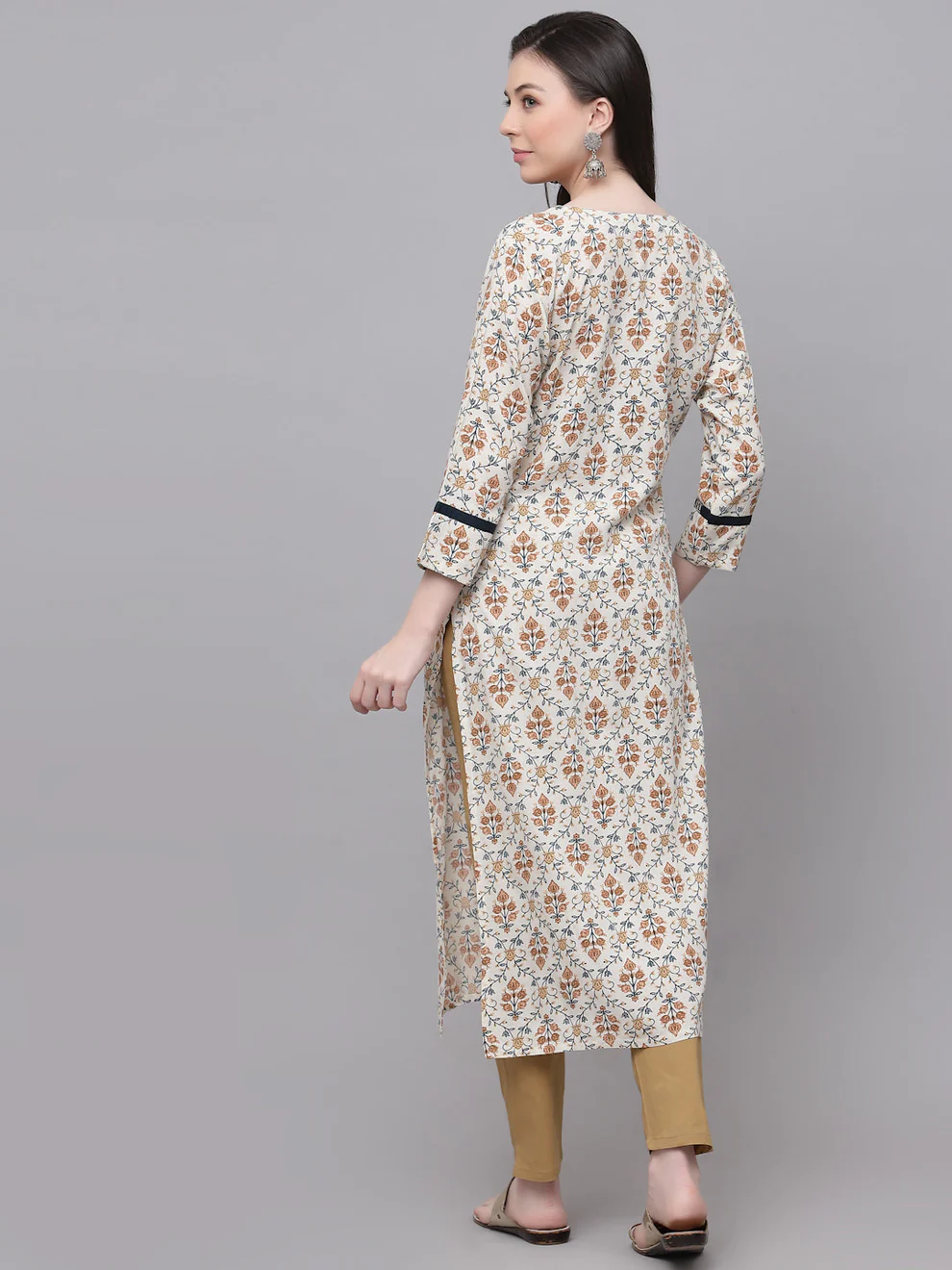 White Printed Rayon Kurta Women - Image 6