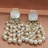 White Stone Pearl Earrings