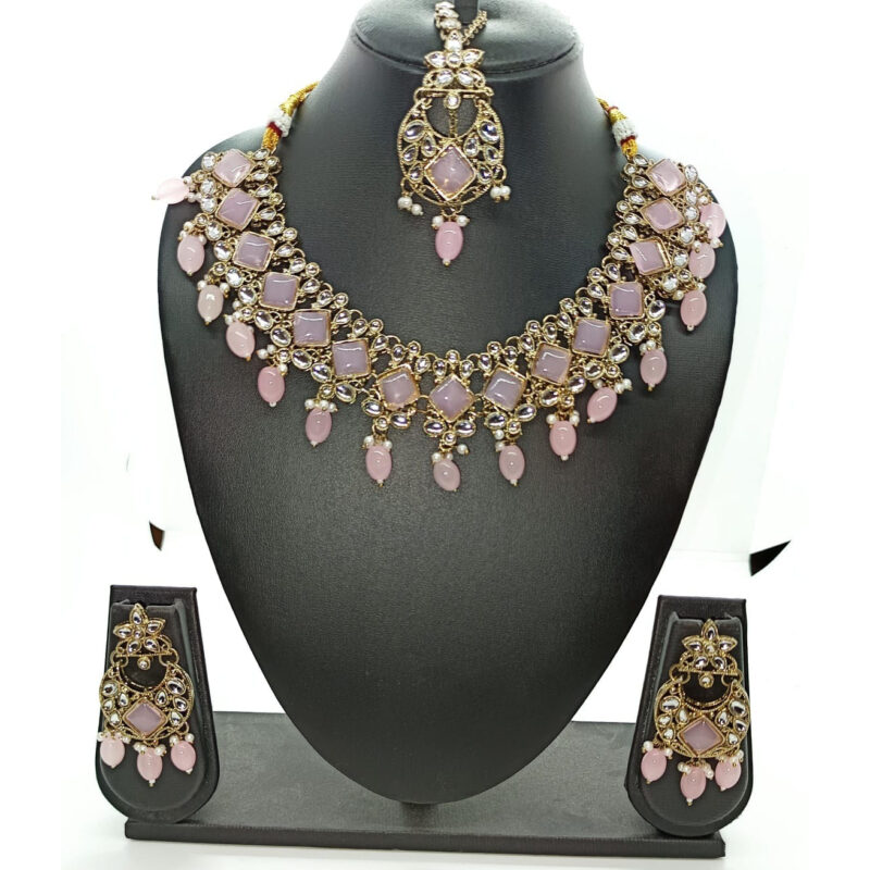 Pink Stone Necklace Set