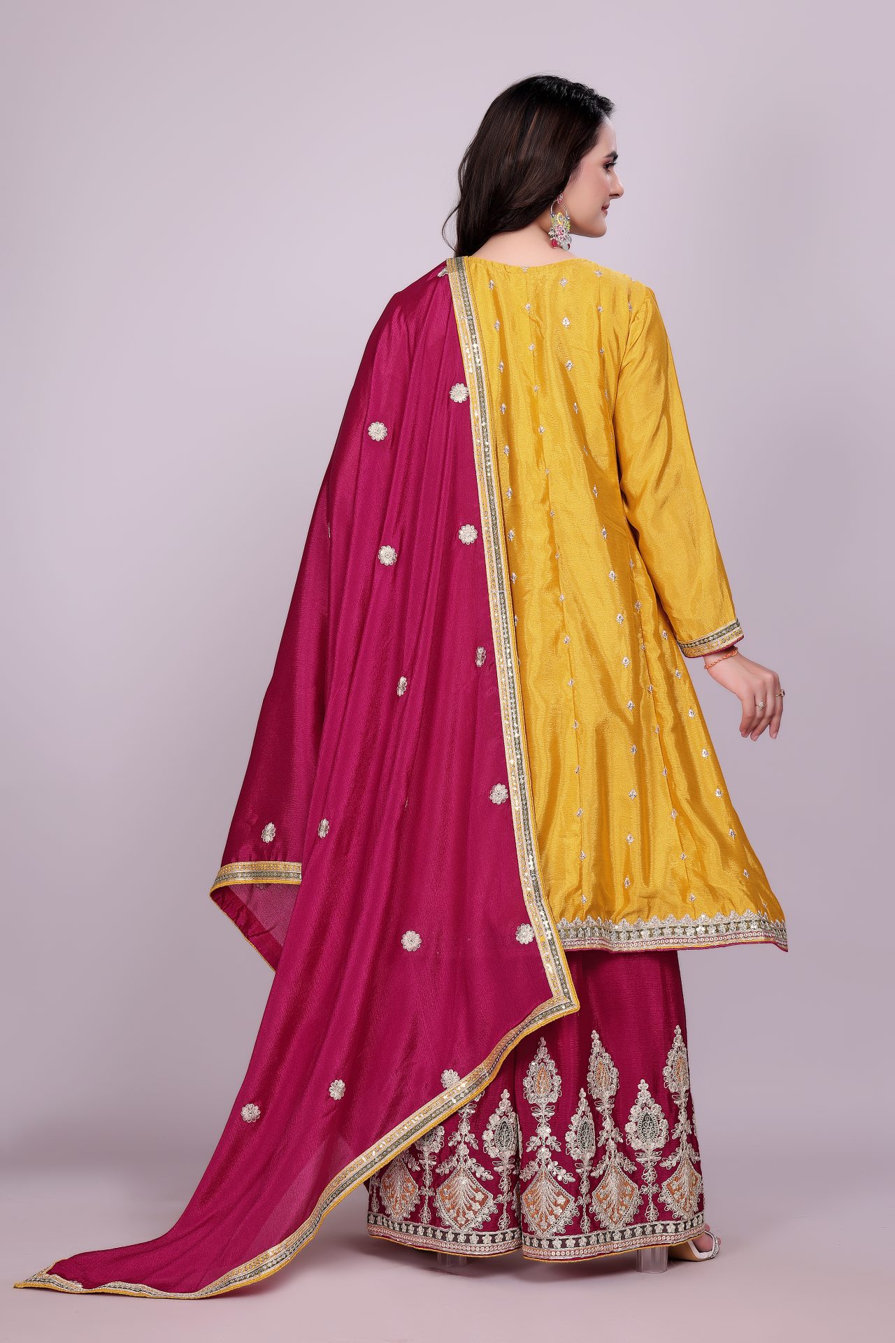 Yellow Embroidered Plazo Suit - Image 2