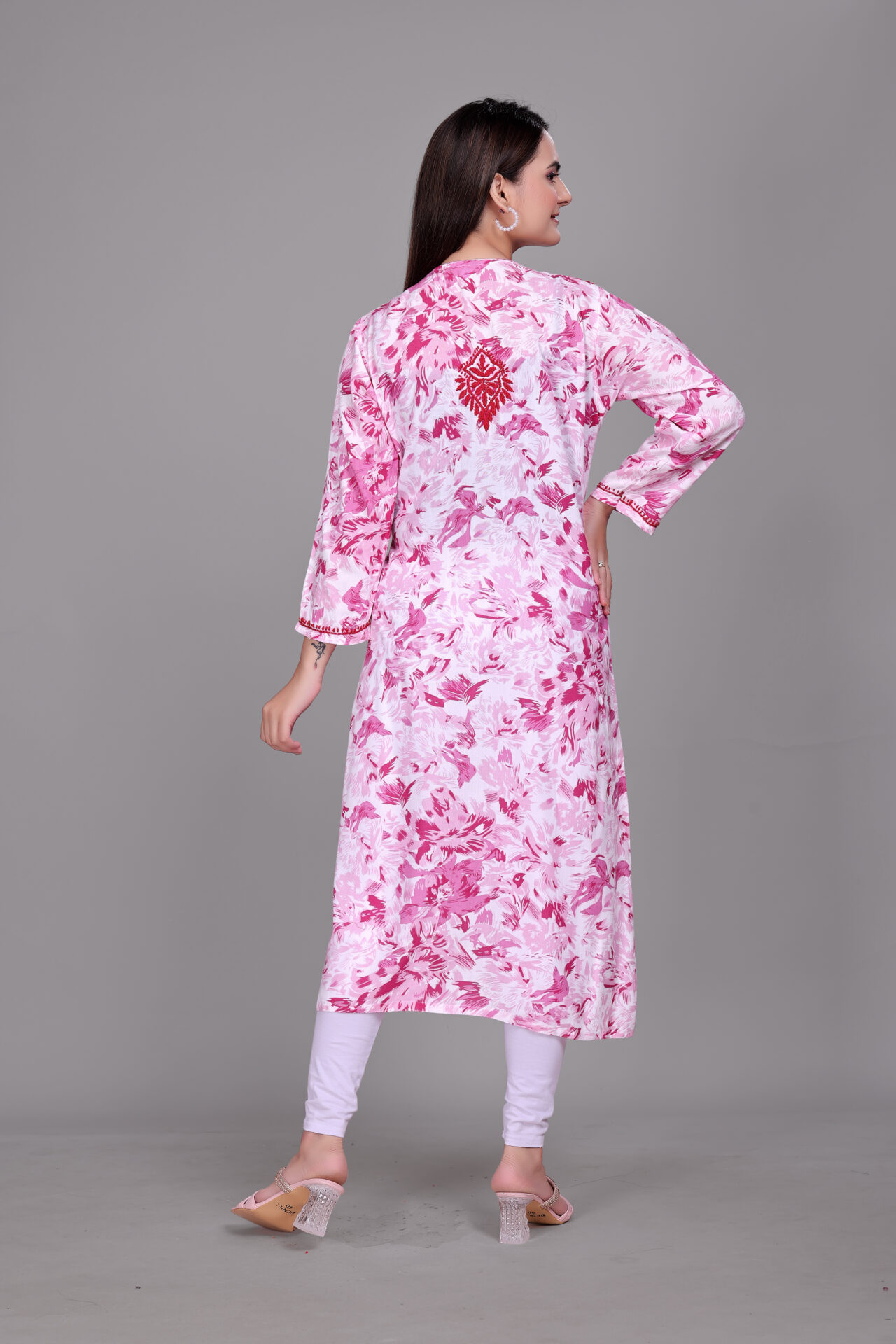 Lucknowi Rayon Embroidered Kurti Women - Image 2