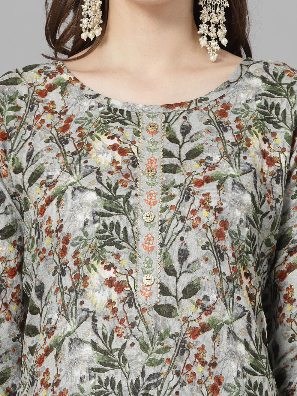 Floral Cotton Kurta Set - Image 4