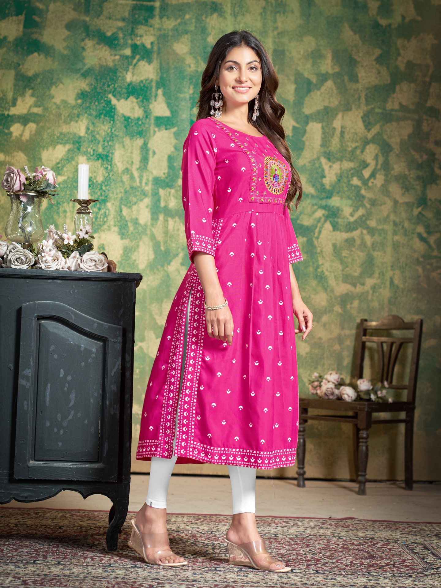 Pink Nayra Cut Kurti - Image 4