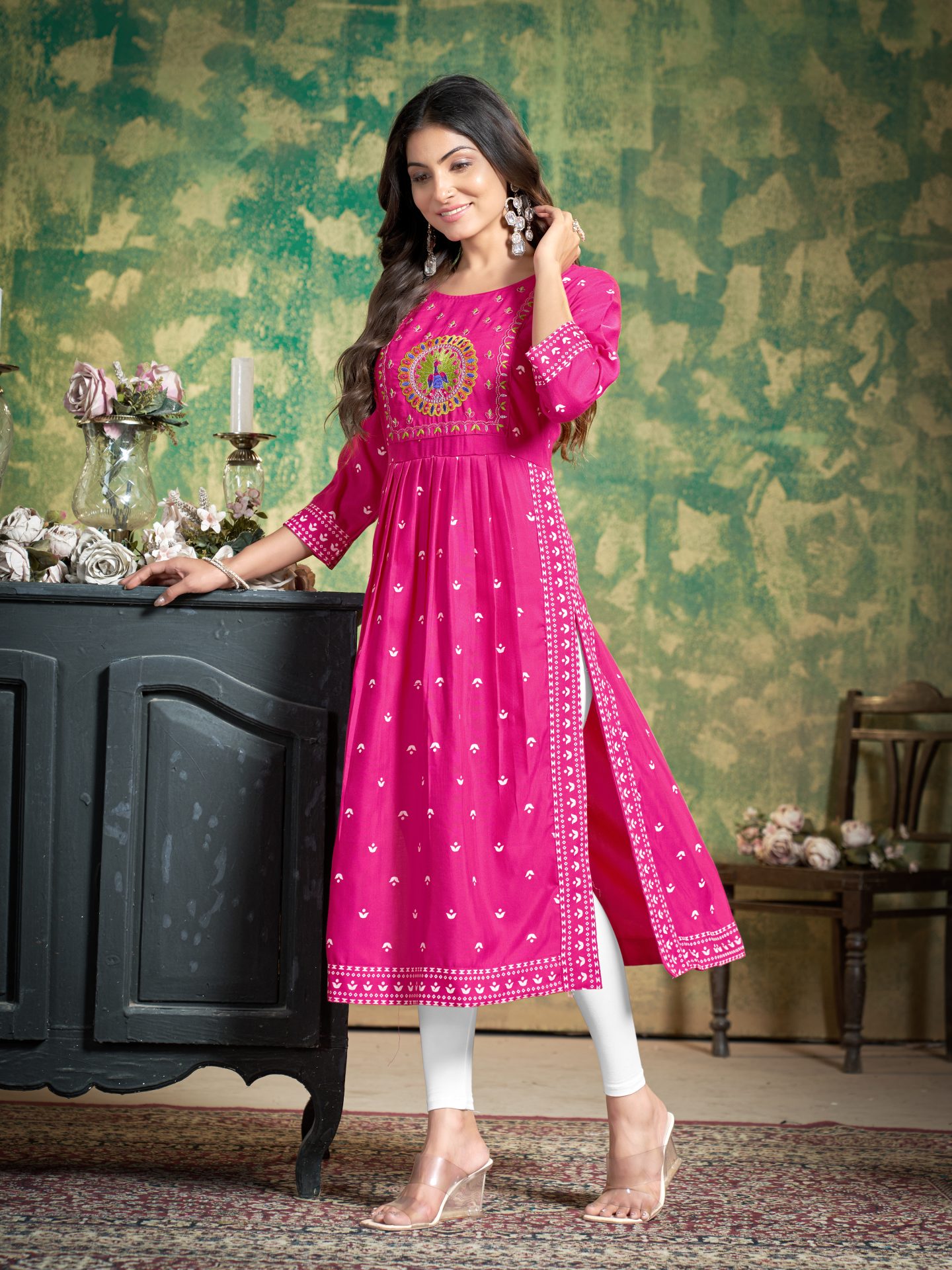 Pink Nayra Cut Kurti - Image 3