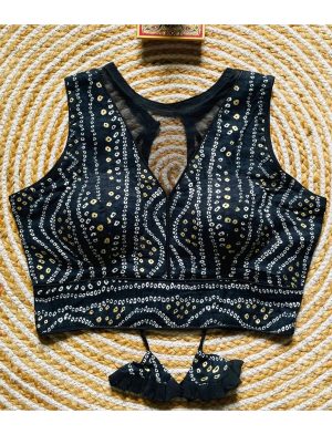 Black Bandhani Print Blouse