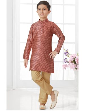 Silk Maroon Kurta Pajama - 9