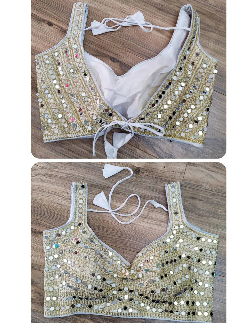 Silk Mirror Work Ready-made Blouse