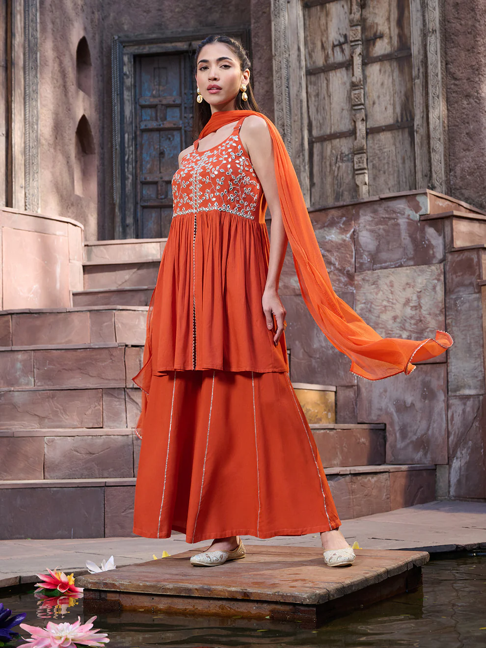 Embroidered Rayon Sharara Set - Image 6