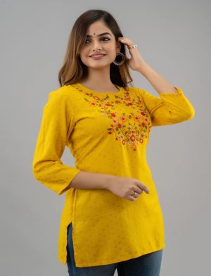 Rayon Embroidered Short Kurti