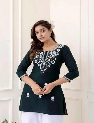 Rayon Round Neck A-Line Top