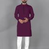 Ban Collar Purple Kurta Pajama