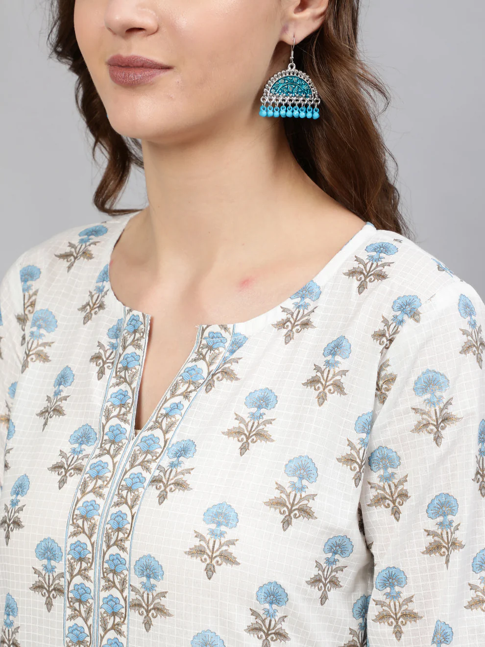 White Printed Short Kurti - Image 3