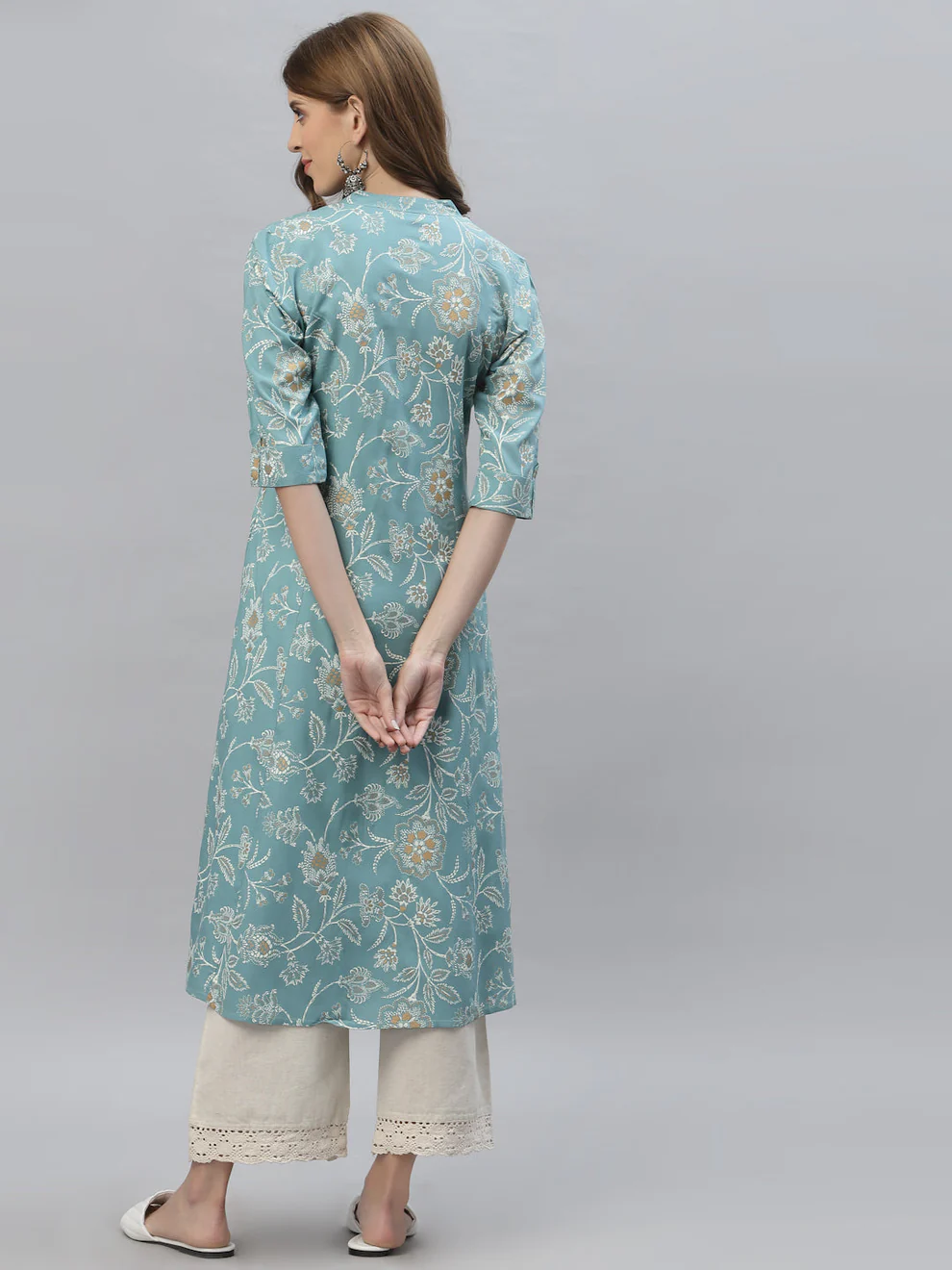 Floral Print A-Line Kurta - Image 3