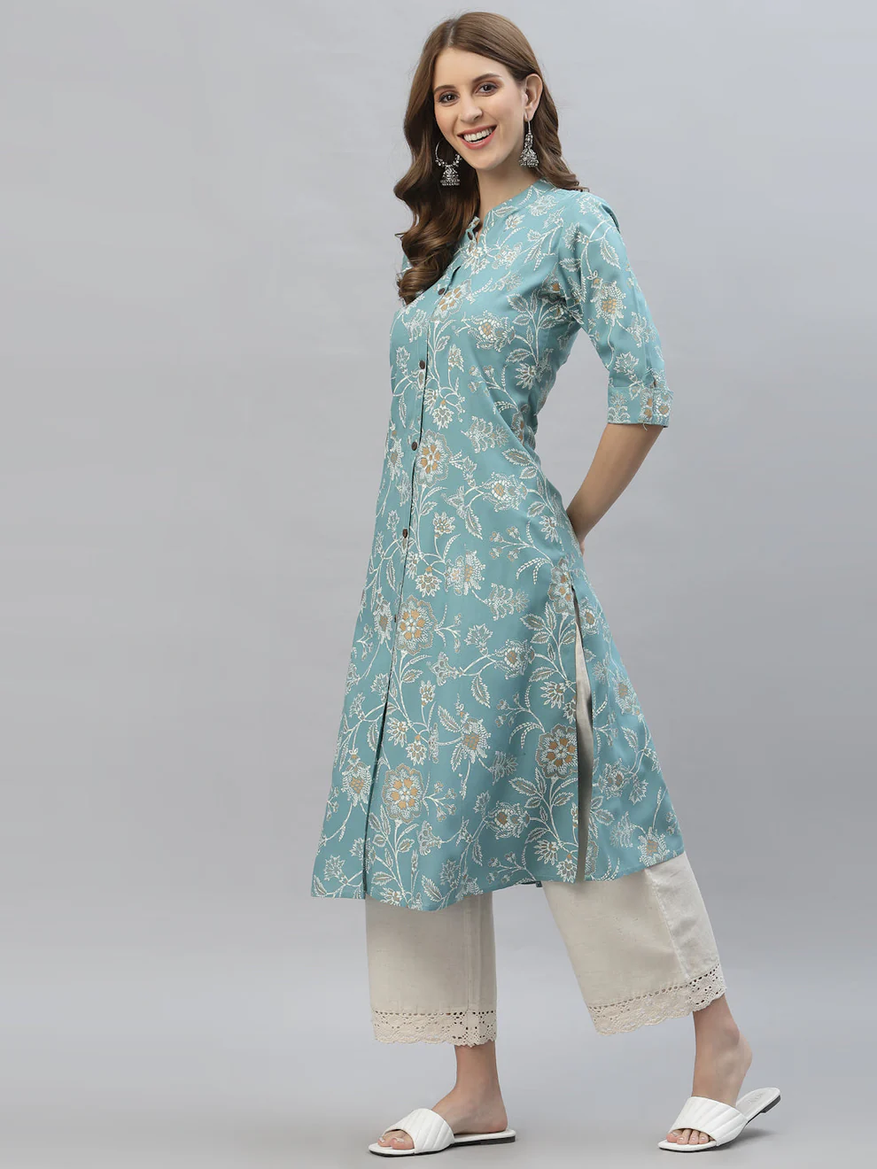 Floral Print A-Line Kurta - Image 4