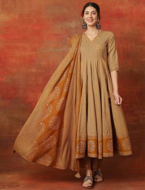 Cotton V-Neck Anarkali Suit