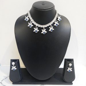 Blue Silver Necklace Set