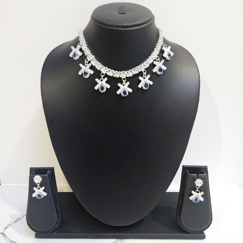 Blue Silver Necklace Set