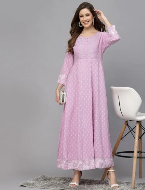 Printed & Embroidered  Anarkali Kurta