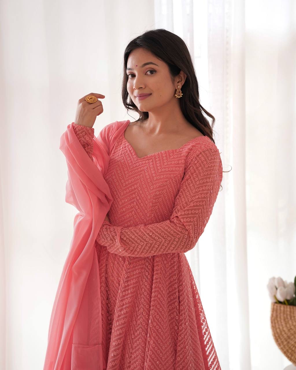 Georgette Lucknowi Anarkali Suit - Image 6