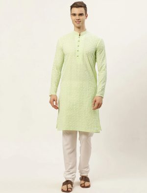 Green Chikankari Kurta Payjama
