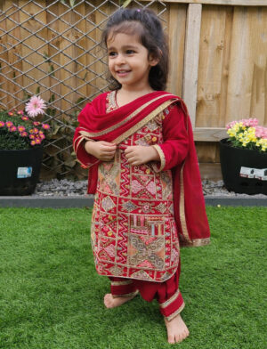 Red Embroidered Girl Punjabi Suit