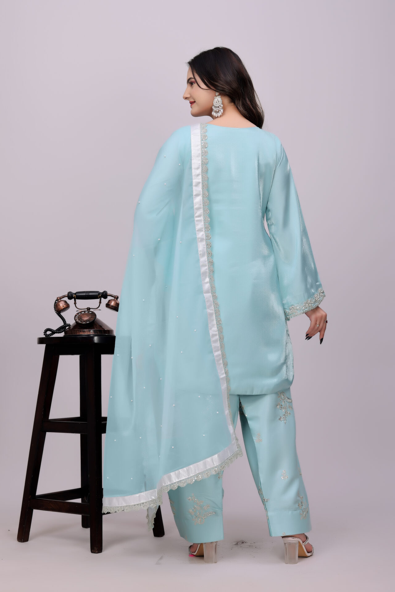 Sky Blue Farshi Salwar - Image 5